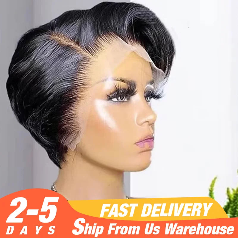 Pixie Cut Lace Front Pre Plucked Human Hair Wigs