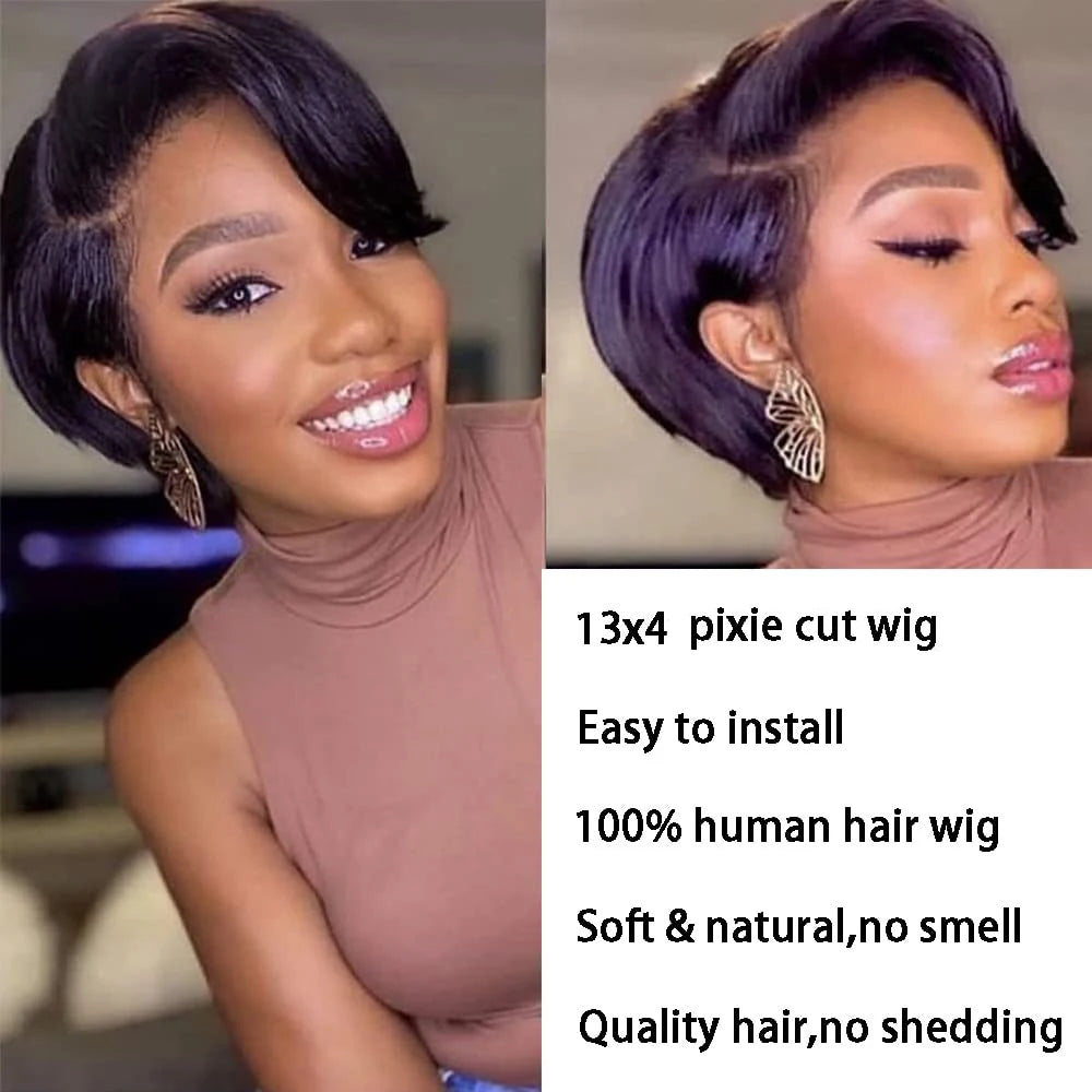 Pixie Cut Lace Front Pre Plucked Human Hair Wigs