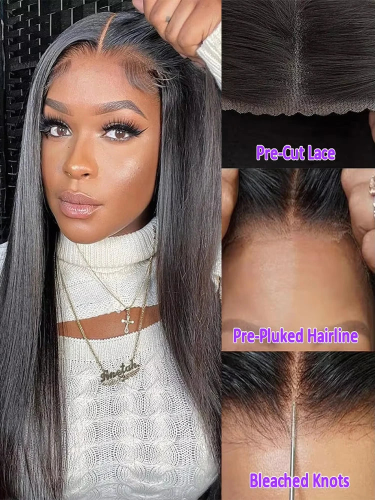 Glue less Lace Front Bone Straight Human Hair Wig