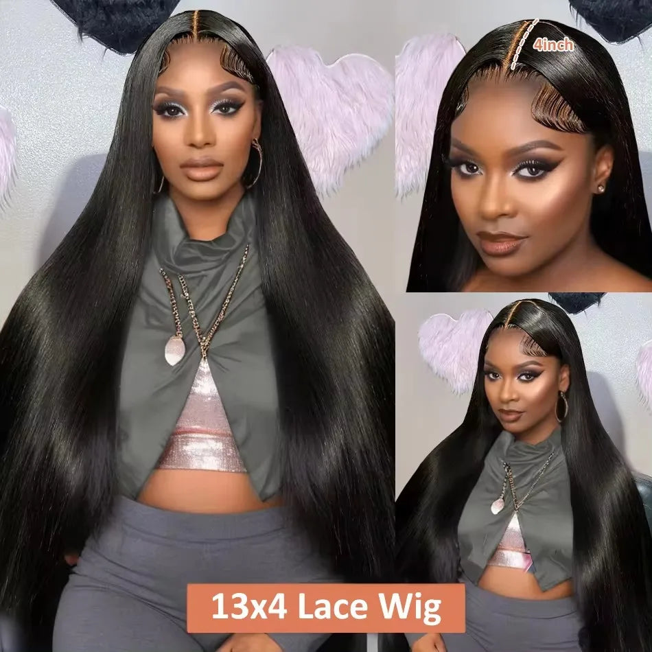 Lace Front Bone Straight Brazilian Human Hair Bleached Knots With Body Hair Wigs