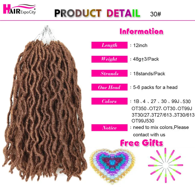 Crochet Hair Synthetic Goddess Faux Locs Wave Hair