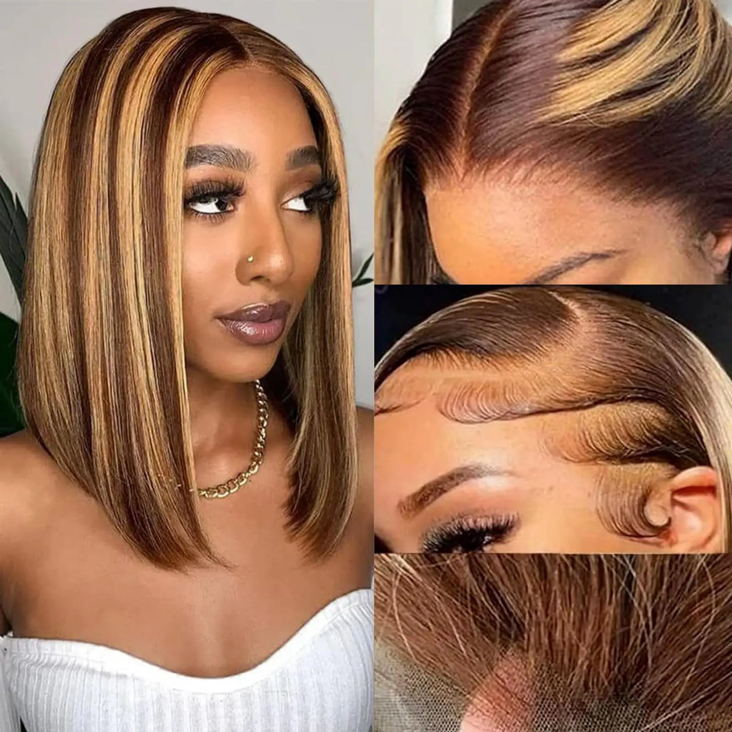 Lace Front Pre Plucked Ombre Honey Blonde Human Hair Wigs