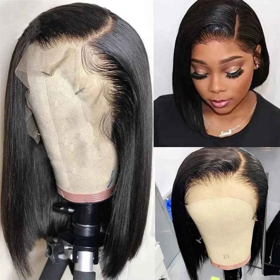 Lace Front Pre-Pluck Short Bob Brazilian Human Remy Straight Hair Wigs