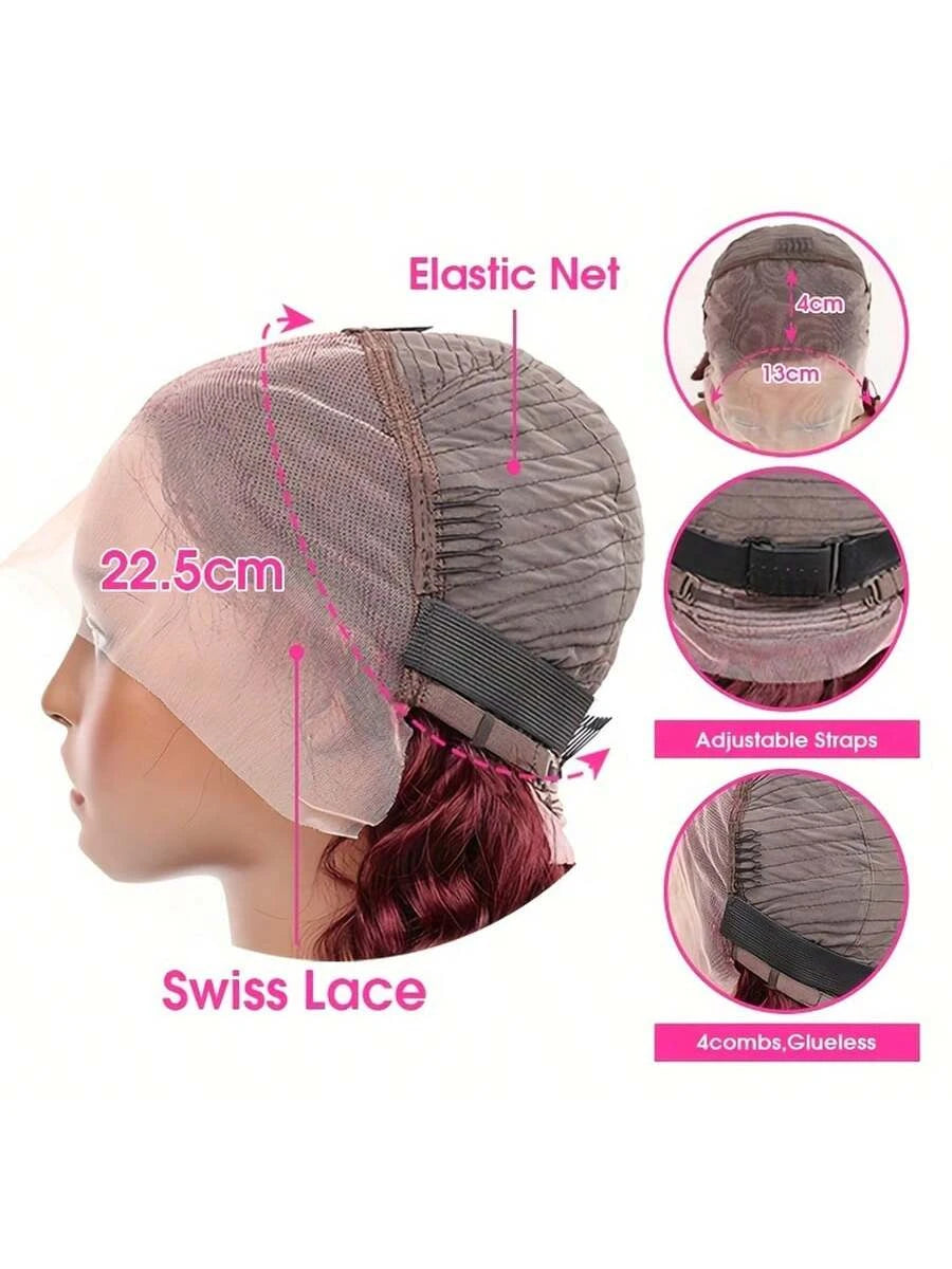 Lace Front Burgundy Kinky Curly Brazilian Human Hair Wigs