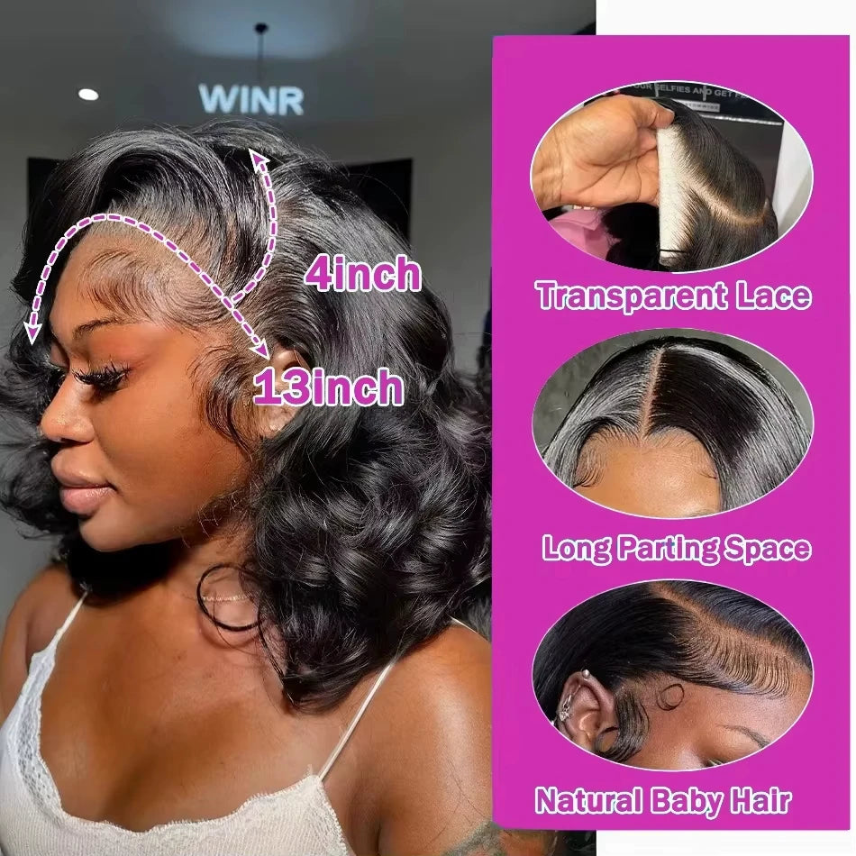 Lace Front Transparent Body Wave Short Bob Wig Human Hair Wigs