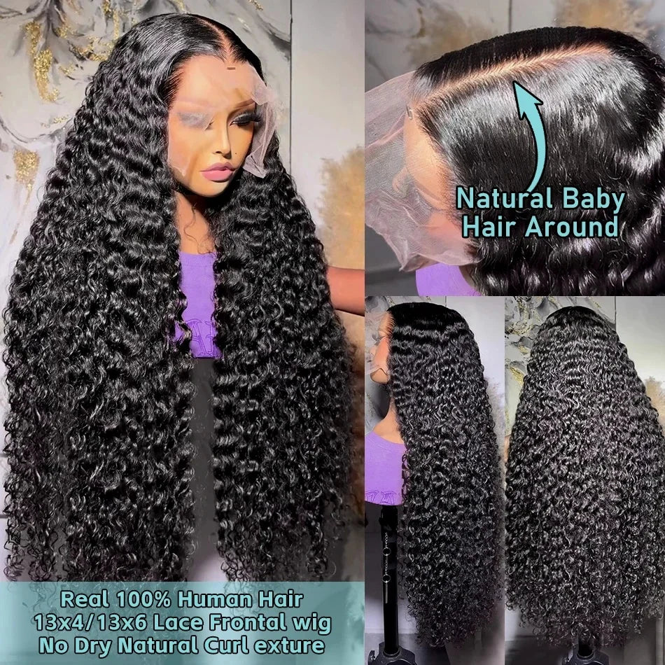 Lace Front Deep Wave Curly Pre Plucked with Baby Hair Human Hair Wig
