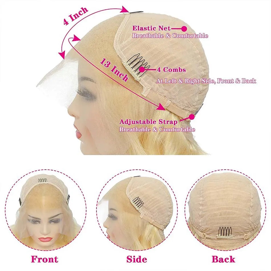 Lace Front BlondeBody Wave Brazilian Human Remy Hair Wigs
