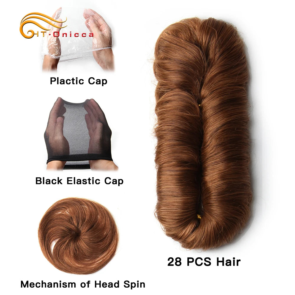 28-Piece Curly Brazilian Human Hair Weave Bundle Set – 100% Remy Hair Extensions