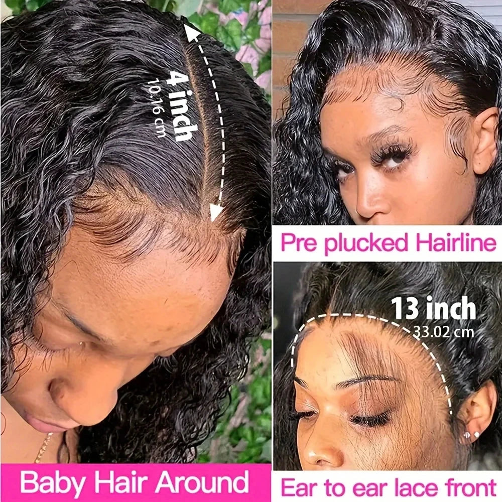 Lace Front Pre Plucked With Baby Hair Deep Wave Short Bob Brazilian Human Virgin Hair Wigs