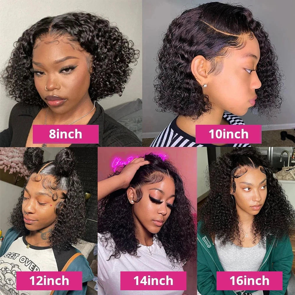 Lace Front Pre Plucked With Baby Hair Deep Wave Short Bob Brazilian Human Virgin Hair Wigs