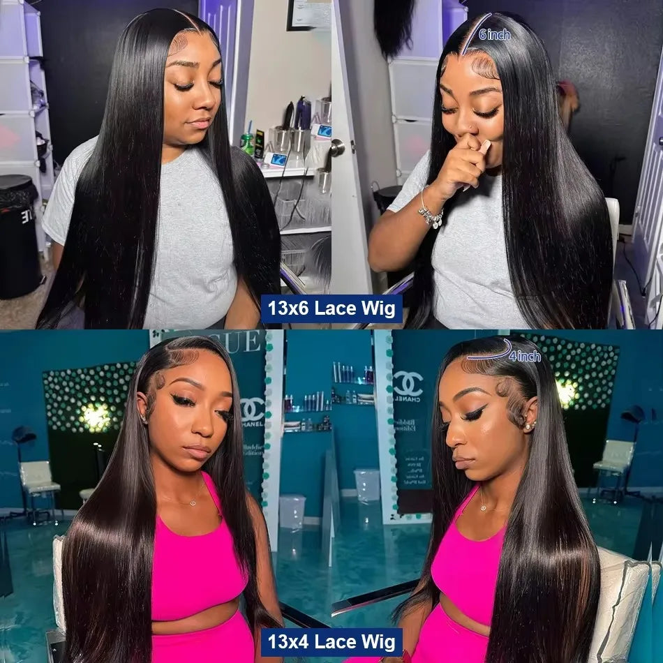 Lace Front Bone Straight Brazilian Human Hair Bleached Knots With Body Hair Wigs