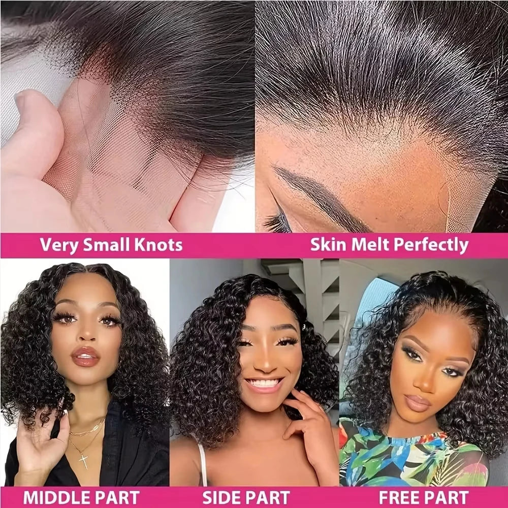 Lace Front Pre Plucked With Baby Hair Deep Wave Short Bob Brazilian Human Virgin Hair Wigs