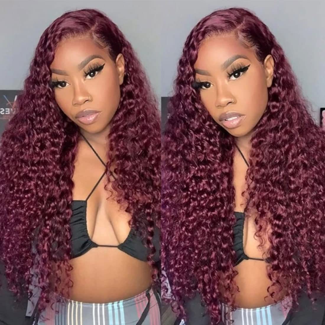 Synthetic Heat Resistant Red Wine Curly Wig