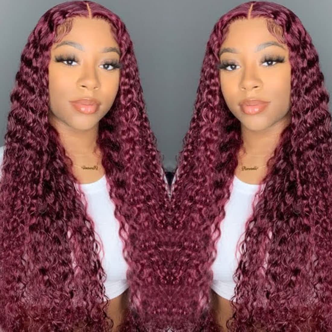 Synthetic Heat Resistant Red Wine Curly Wig