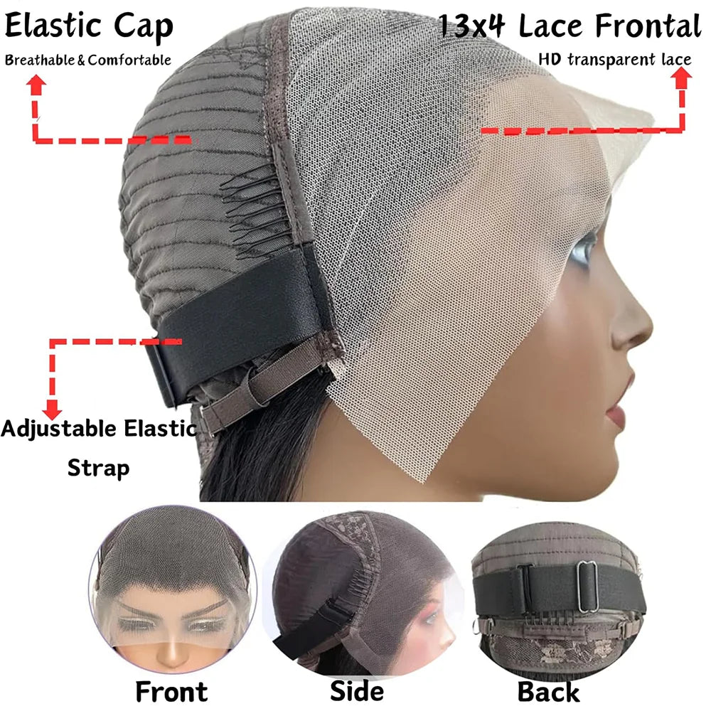 Lace Front Transparent Straight Bob Human Hair Wigs