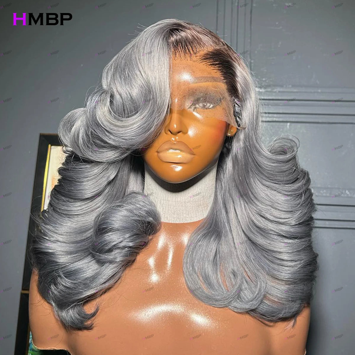 Glue less Lace front Pre pluck Grey Brazilian Human Hair Wigs