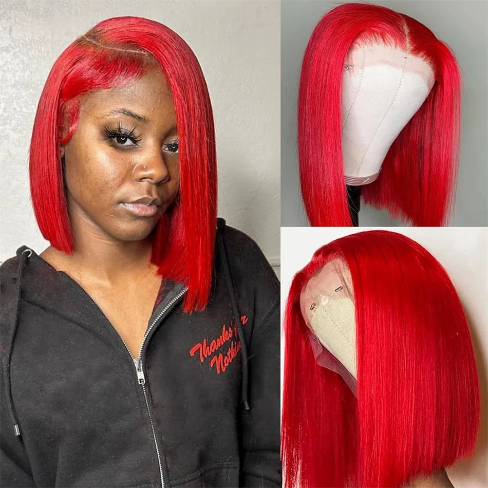 Lace Front Bone Straight Brazilian Human HairnBob Wig