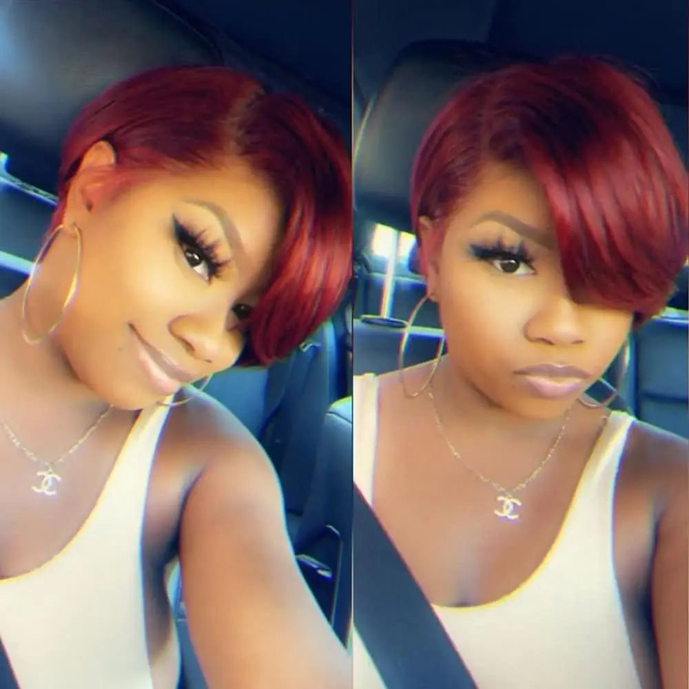 Pixie Cut Pre Plucked Short Bob Brazilian Human Hair Lace Wigs