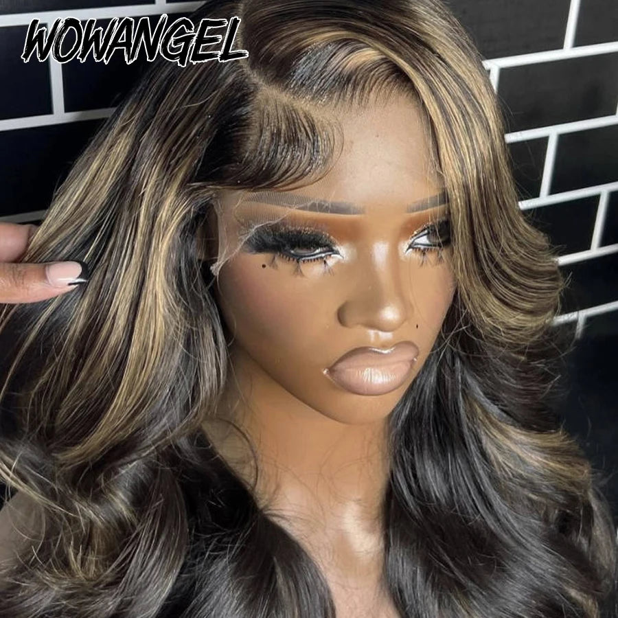 Lace Front Pre-Plucked Highlight Body Wave Human Hair Wigs