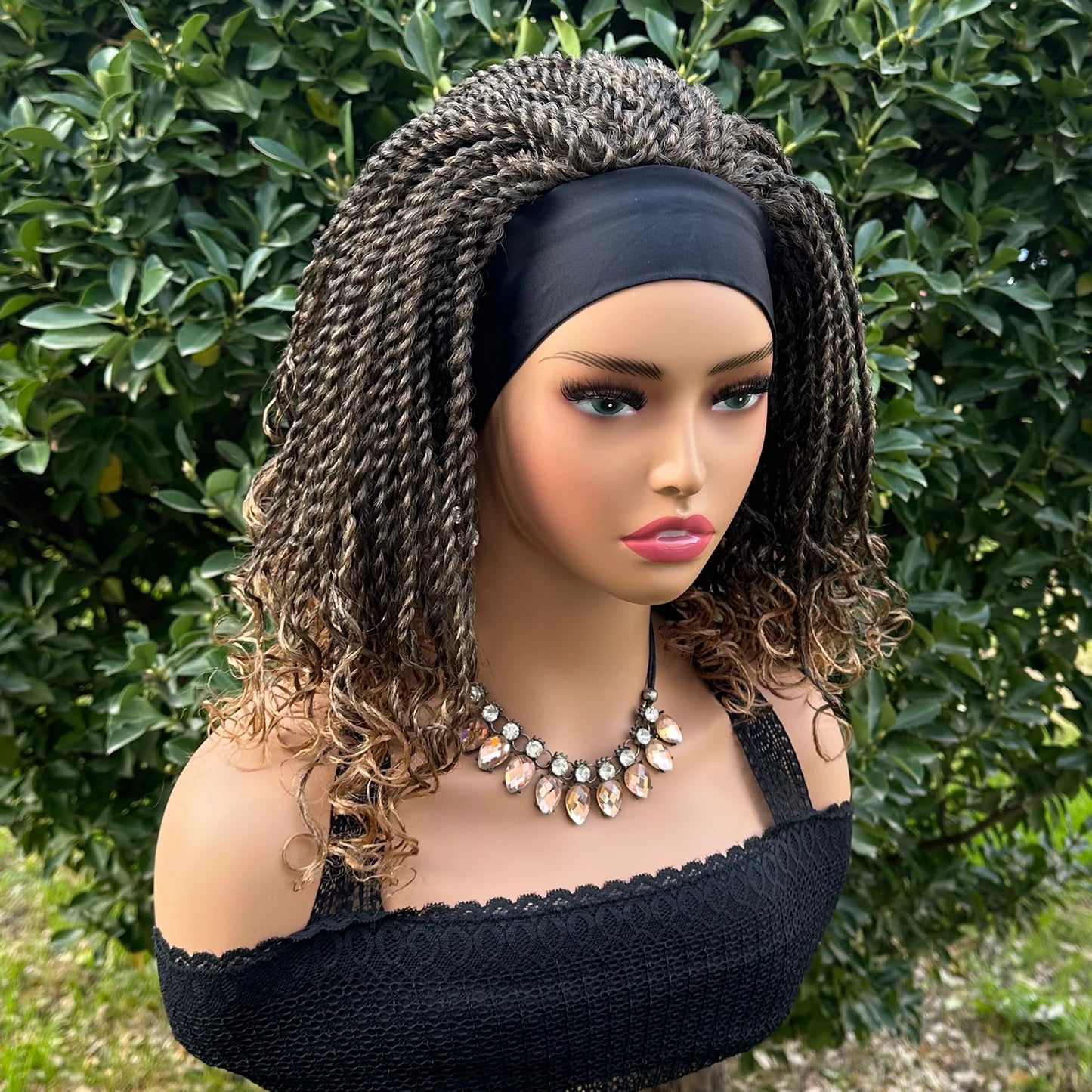 Synthetic Heat Resistance Short Braided Headband Bob Wig