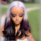 Lace Front PrePlucked Body Wave Grey Purple Ombre Human Remy Hair Wig