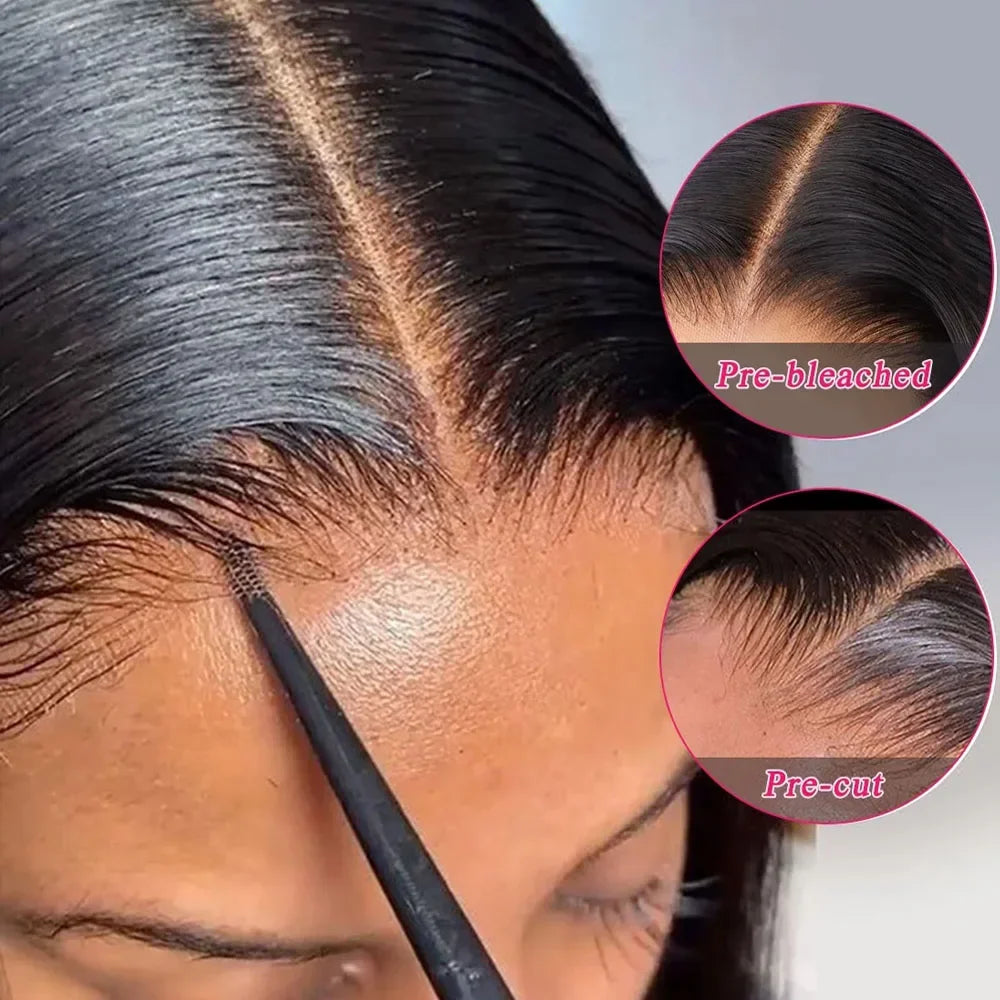 Glueless Lacefront Preplucked Human Hair Bone Straight Wig