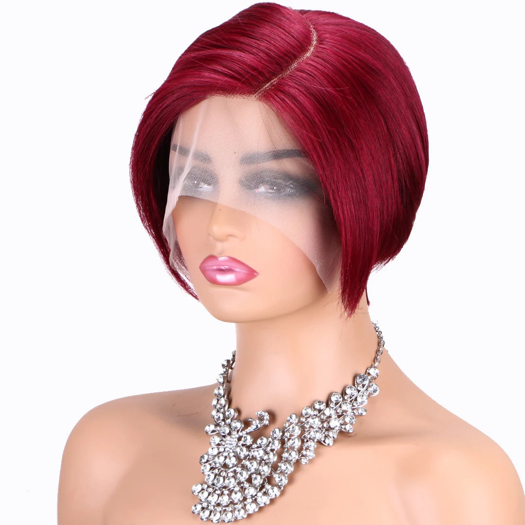 Pixie Cut Pre Plucked Short Bob Brazilian Human Hair Lace Wigs