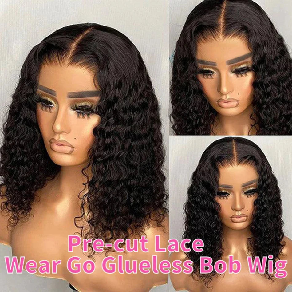 Glueless Lace Front Brazilian Human Hair Kinky Curly Wigs
