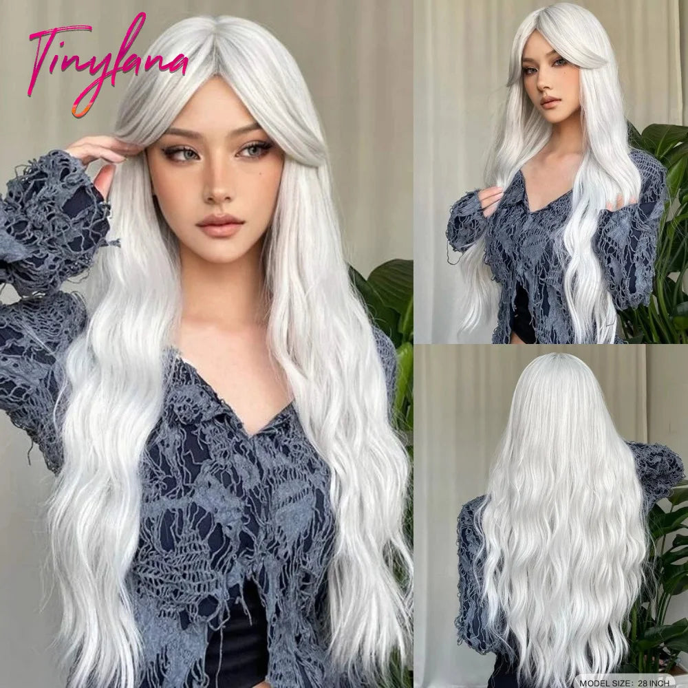 Synthetic Heat Resistant Curly Ombre Long Wavy Wigs with Bangs