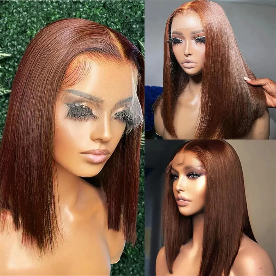 Lace Front Bone Straight Brazilian Human HairnBob Wig