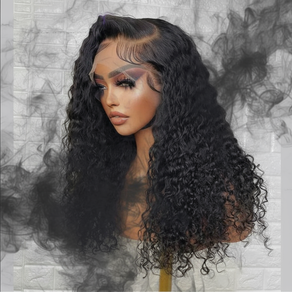 Glueless Synthetic Heat-Resistant Preplucked Lace Front Kinky Curly Baby Hair Wig