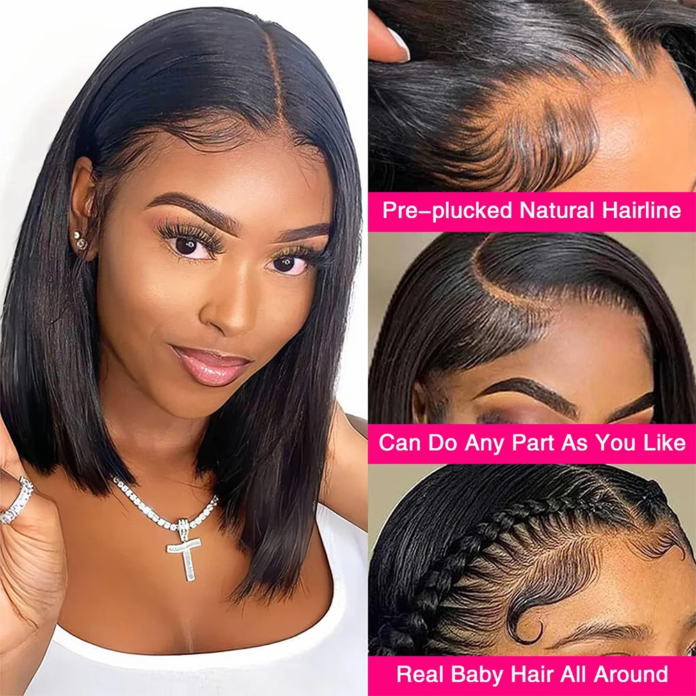 Lace Front Transparent Straight Bob Human Hair Wigs