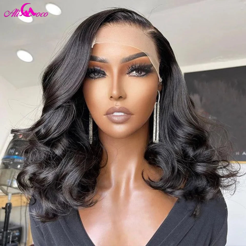 Lace front Transparent Pre plucked Highlight Green Body Wave Human Hair Wigs