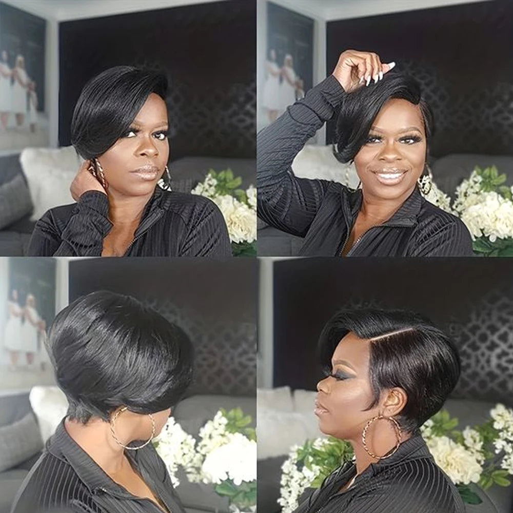 Pixie Cut Lace Front Brazilian Human Hair Wigs