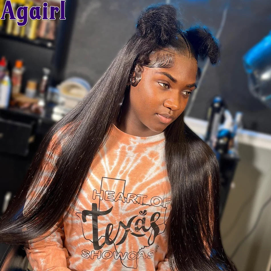 Lace Front Orange Red Bone Straight With Baby Hair Human Hair Wig