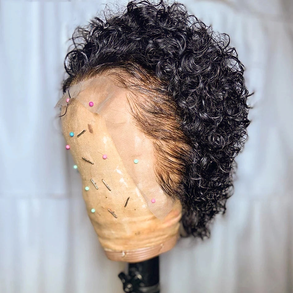 Lace Front Pixie Cut Transparent Brazilian Human Hair Wig