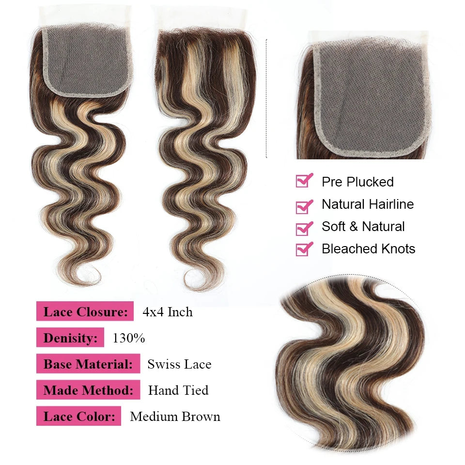 Highlight Blonde Orange Ginger Lace Frontal with Bundles Remy Human Hair