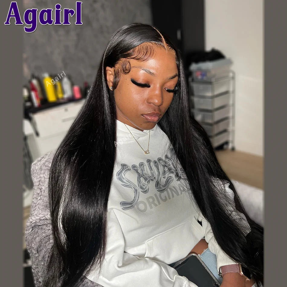Glue less Lace Front Ginger Copper Bone Straight Human Remy Hair Wigs