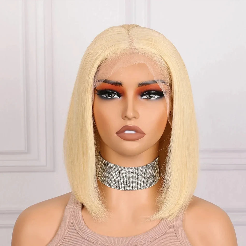 Lace Front Transparent Preplucked Brazilian Human Hair Blonde Ombre Bob Wig