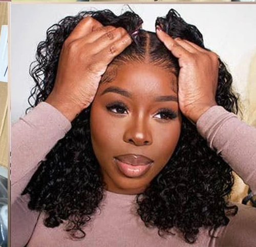 Glueless Lace Front Human Hair Water Wave Bob Wig
