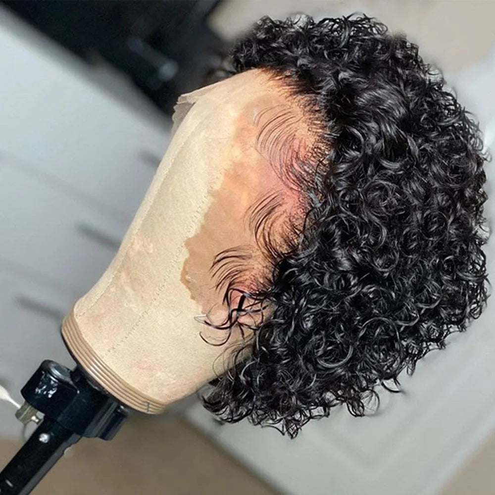 Lace Front Pixie Cut Transparent Brazilian Human Hair Wig