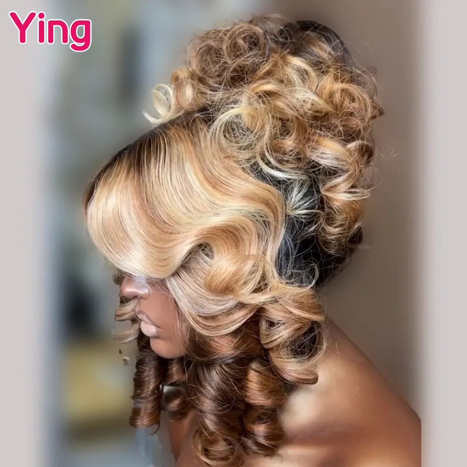 Lace Front Highlight Honey Blonde Body Wave PrePlucked With Baby Hair Wig
