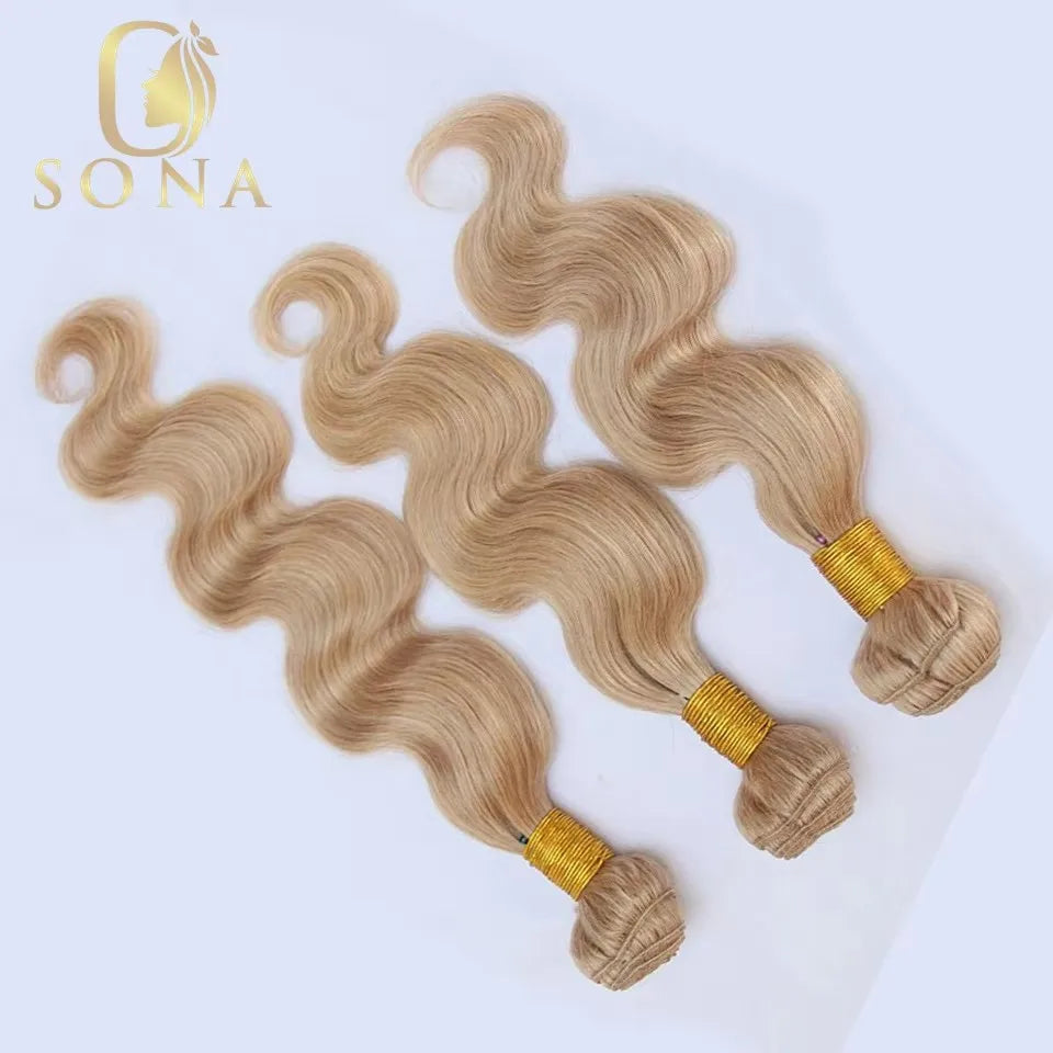 Honey Blonde Body Wave Brazilian Human Hair Bundles Weave