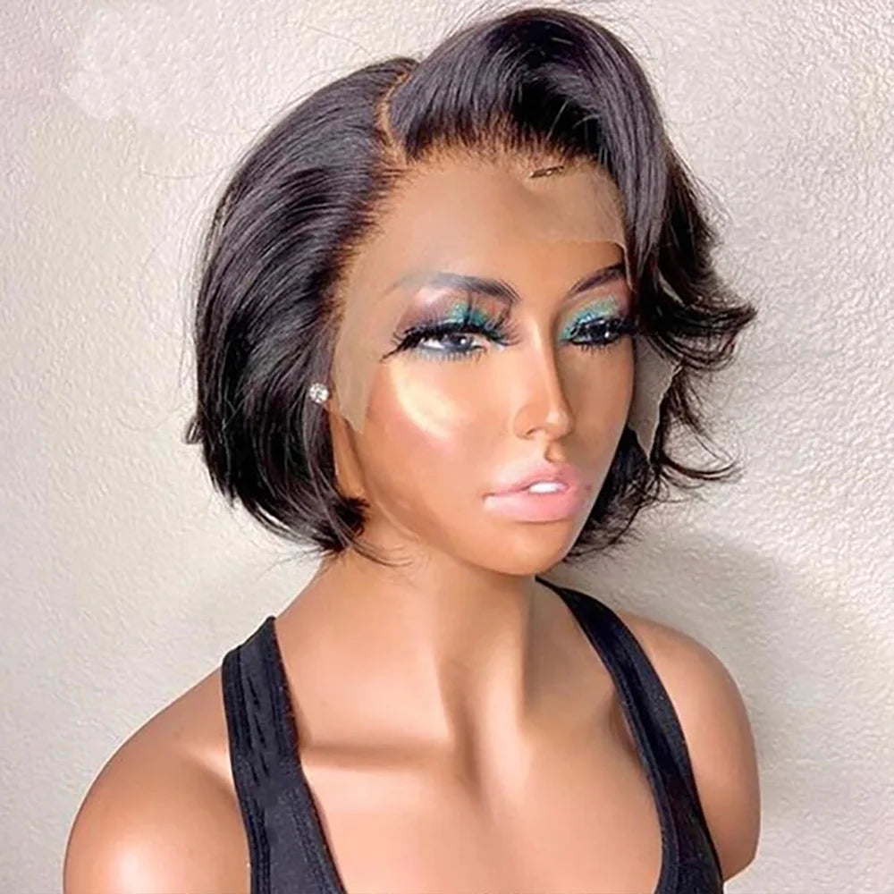 Pixie Cut Lace Front Transparent Side Part Short Bob Human Hair Wig