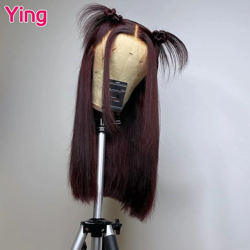 Lace Front Dark Burgundy Straight Peruvian Remy Human Hair Wigs