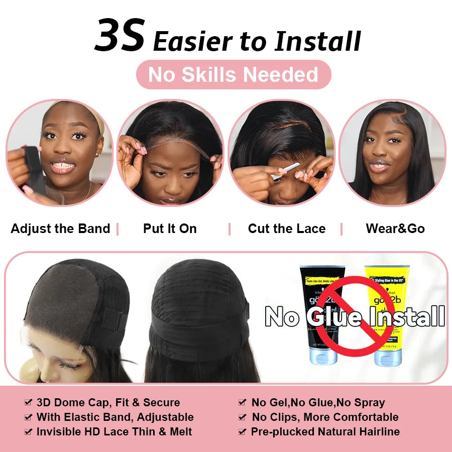 Glueless Lace Closure Water Wave PrePlucked Natural Hairline Human Hair Wig