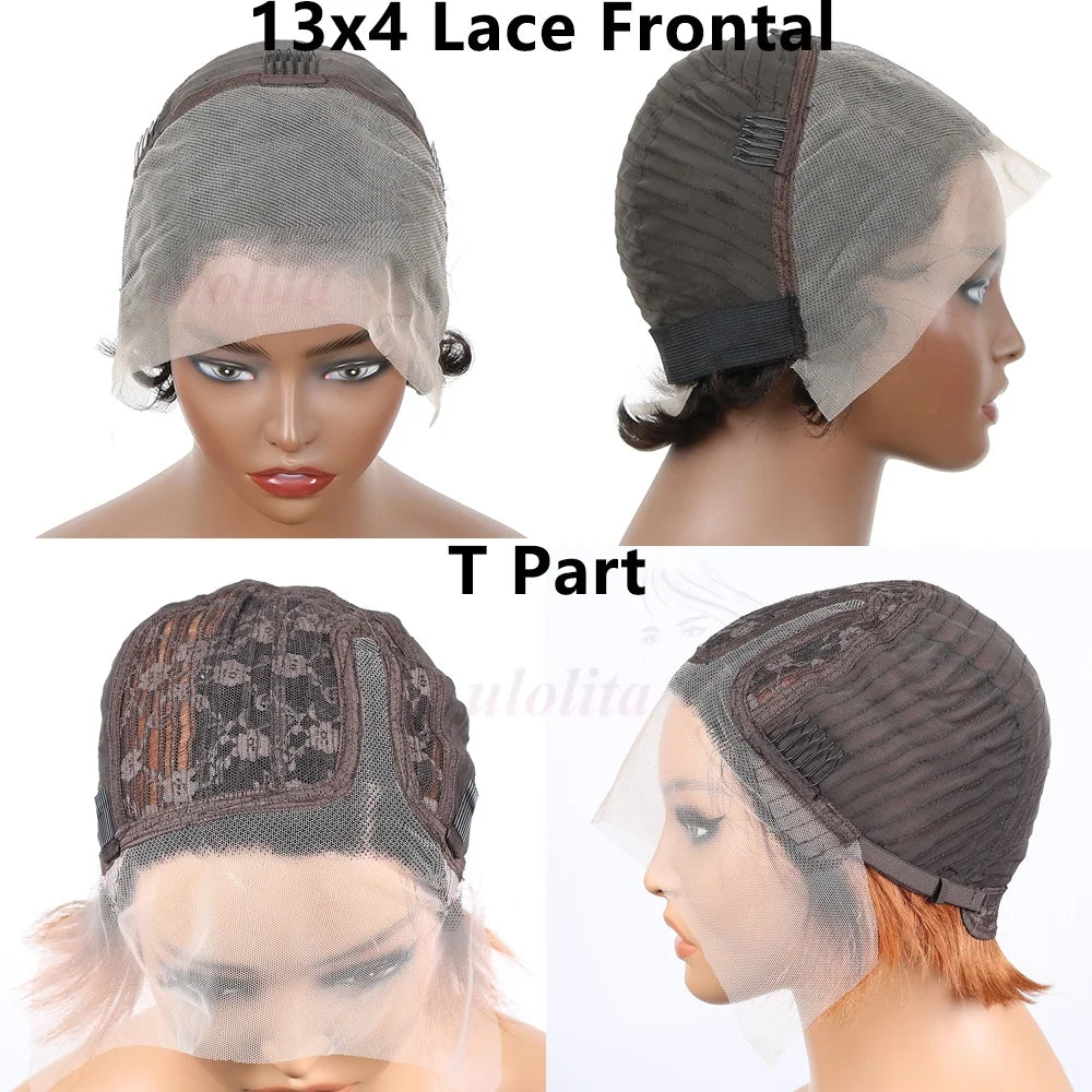 Pixie Cut Transparent Lace Front Brazilian Human Hair Wigs
