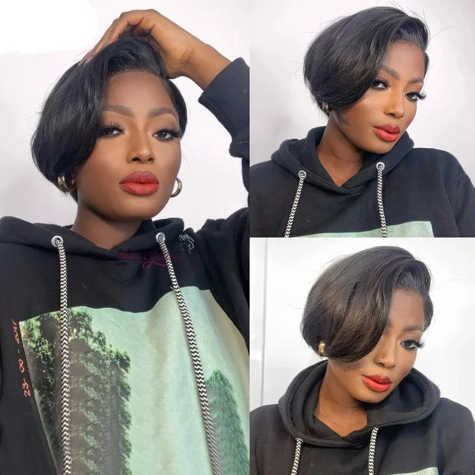 Lace Front Transparent Ombre Pixie Cut Short Bob Brazilian Human Remy Hair Wig