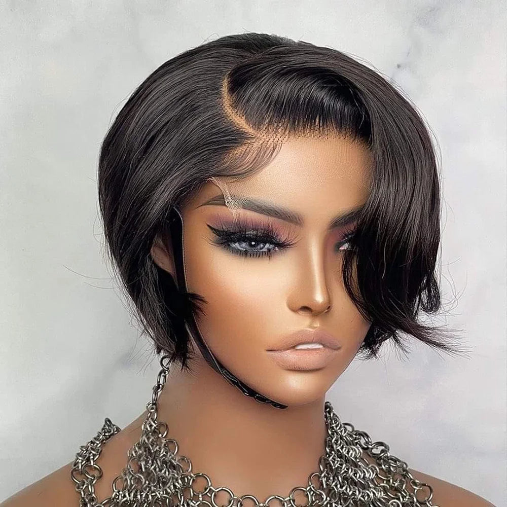 Pixie Cut Lace Front Transparent Side Part Short Bob Human Hair Wig