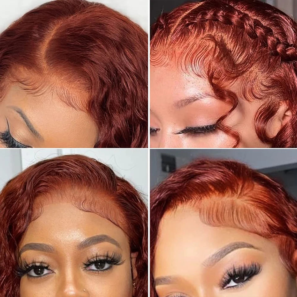 Lace Front Reddish Brown Jerry Curly Human Remy Hair Wigs